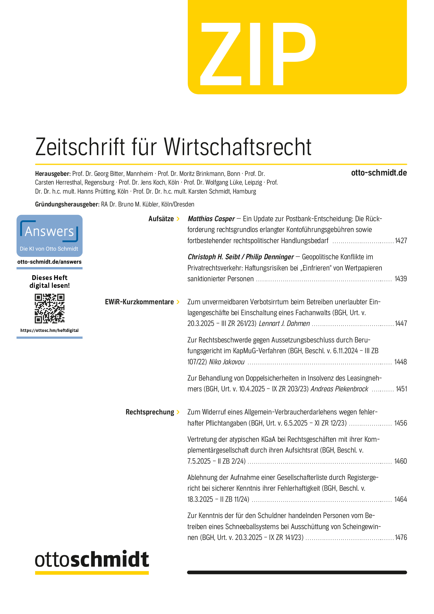 ZIP – Zeitschrift für Wirtschaftsrecht